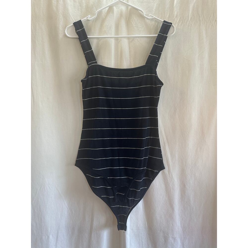 Hummingbird Navy & White Striped Bodysuit (Size M)
